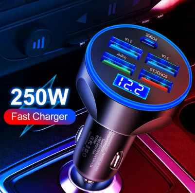 4usb PD 250W Car Charger Type C Fast Charging Auto Mobile Phone Adapter For iPhone Samsung Huawei Xiaomi QC 3.0