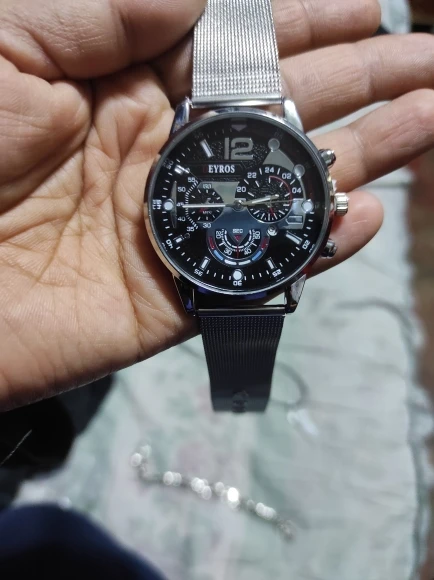 3PCS Set Fashion Mens Calendar Watches Men Business Steel Mesh Belt Quartz Watch Male Casual Necklace Bracelet Wristwatch