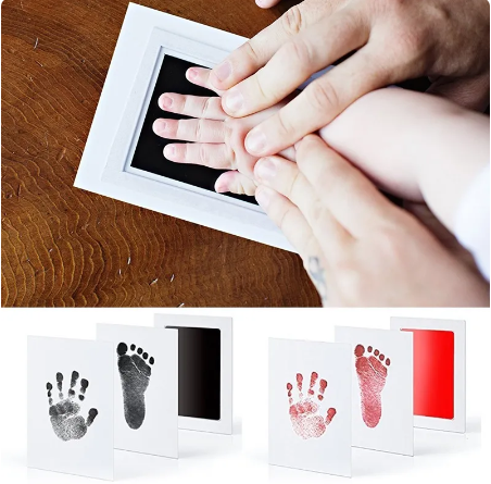Newborn Baby DIY Hand And Footprint Kit Ink Pads Photo Frame Handprint Toddlers Souvenir Accessories Safe Clean Baby Shower Gift