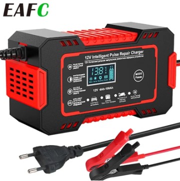 Car Battery Charger 12V 6A Pulse Repair LCD Display Smart Fast Charge AGM Deep Cycle GEL Lead-Acid Charger For Auto Motorcycle
