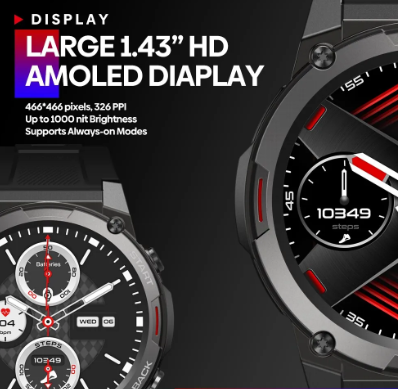 Zeblaze VIBE 7 PRO Voice Calling Smart Watch 1.43 Inch AMOLED Display Hi Fi Phone Calls Military Grade Toughness Watch