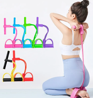 Multi Function Tension Rope Bands for Fitness Exercises Elastics Tape Home Resistance Bands 4 Tube Elastic Pedal Puller